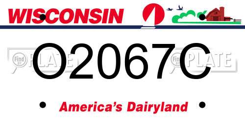 O2067C Wisconsin License Plate