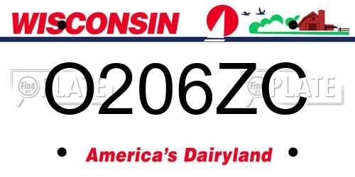 O206ZC Wisconsin License Plate