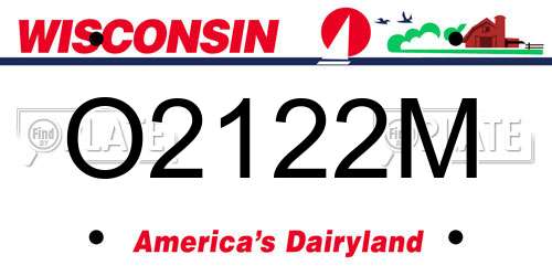 O2122M Wisconsin License Plate