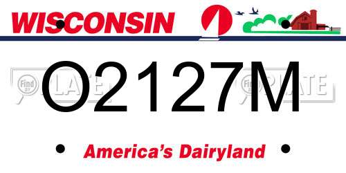 O2127M Wisconsin License Plate