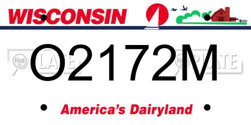 O2172M Wisconsin License Plate