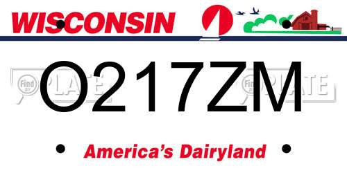 O217ZM Wisconsin License Plate