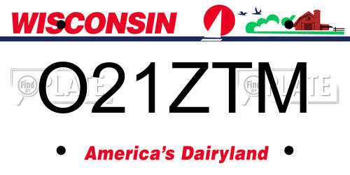 O21ZTM Wisconsin License Plate