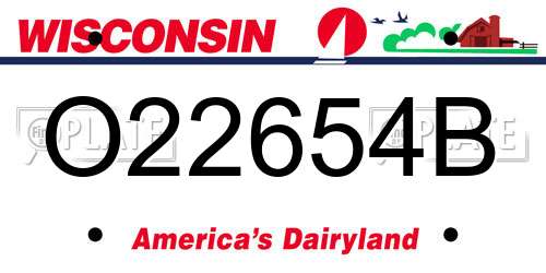 O22654B Wisconsin License Plate