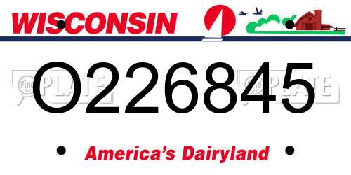 O226845 Wisconsin License Plate