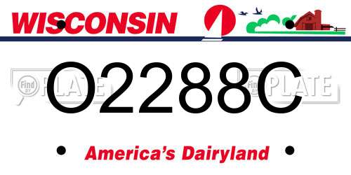 O2288C Wisconsin License Plate