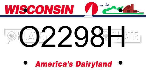 O2298H Wisconsin License Plate