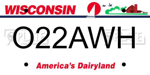 O22AWH Wisconsin License Plate