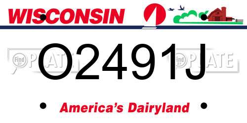 O2491J Wisconsin License Plate