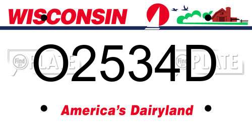 O2534D Wisconsin License Plate