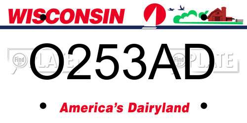 O253AD Wisconsin License Plate