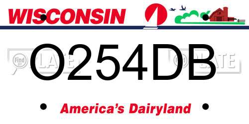 O254DB Wisconsin License Plate