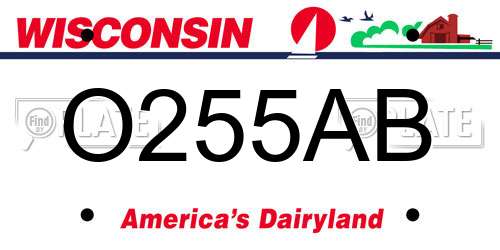 O255AB Wisconsin License Plate
