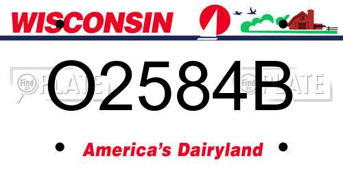 O2584B Wisconsin License Plate