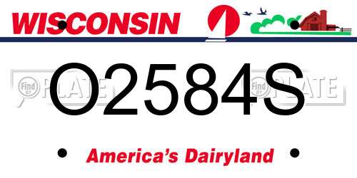 O2584S Wisconsin License Plate