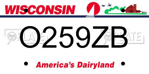 O259ZB Wisconsin License Plate