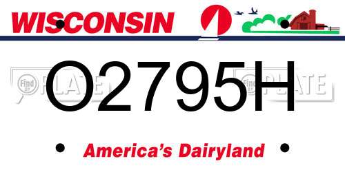 O2795H Wisconsin License Plate