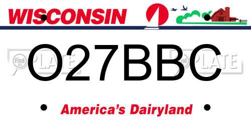 O27BBC Wisconsin License Plate