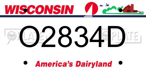 O2834D Wisconsin License Plate