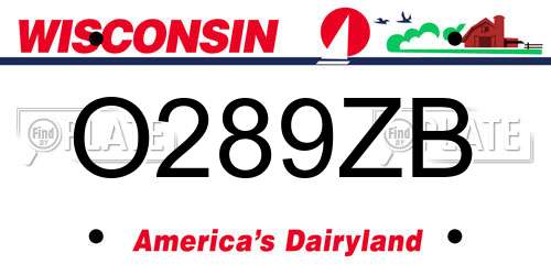 O289ZB Wisconsin License Plate