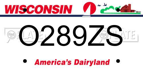 O289ZS Wisconsin License Plate