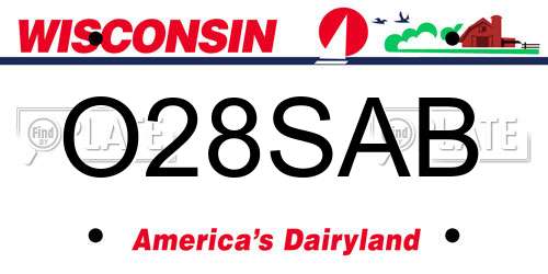 O28SAB Wisconsin License Plate