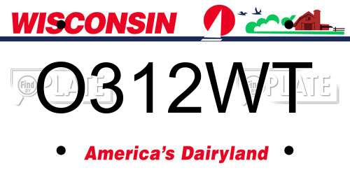 O312WT Wisconsin License Plate