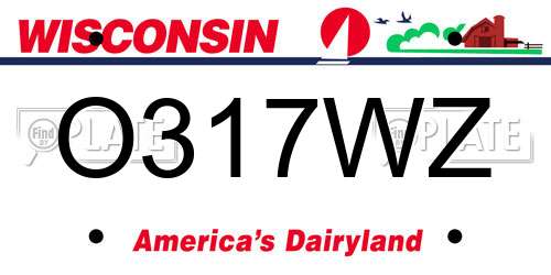 O317WZ Wisconsin License Plate