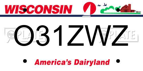O31ZWZ Wisconsin License Plate