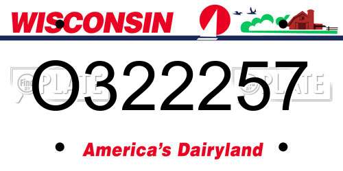 O322257 Wisconsin License Plate
