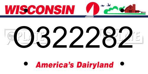O322282 Wisconsin License Plate
