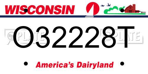 O32228T Wisconsin License Plate
