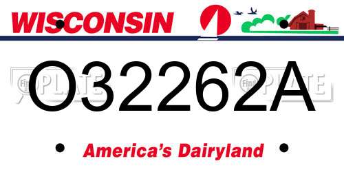 O32262A Wisconsin License Plate