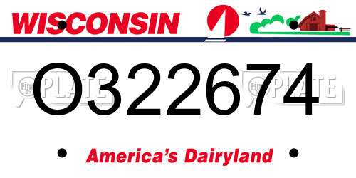 O322674 Wisconsin License Plate