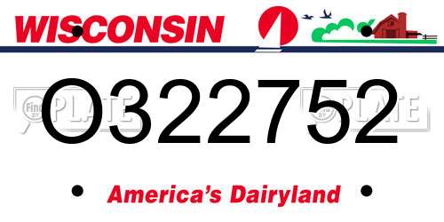 O322752 Wisconsin License Plate