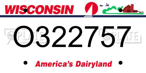 O322757 Wisconsin License Plate