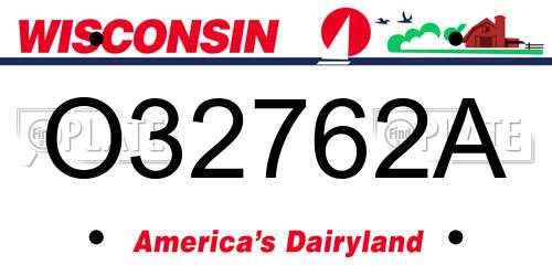 O32762A Wisconsin License Plate