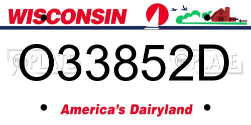 O33852D Wisconsin License Plate