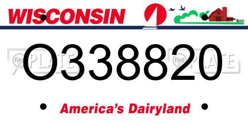 O338820 Wisconsin License Plate