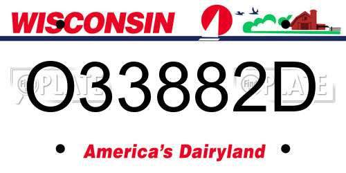 O33882D Wisconsin License Plate