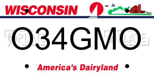 O34GMO Wisconsin License Plate