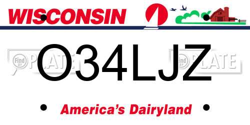 O34LJZ Wisconsin License Plate