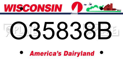 O35838B Wisconsin License Plate