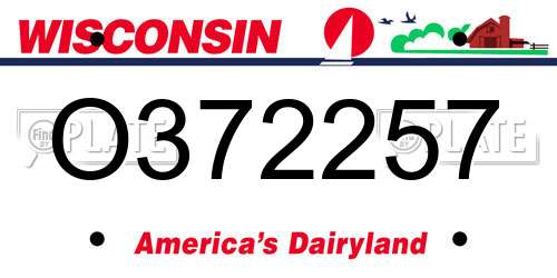 O372257 Wisconsin License Plate