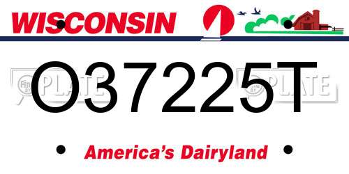 O37225T Wisconsin License Plate