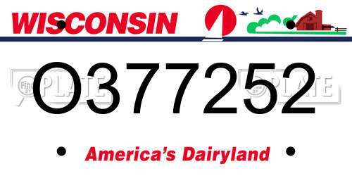 O377252 Wisconsin License Plate