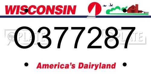 O377287 Wisconsin License Plate