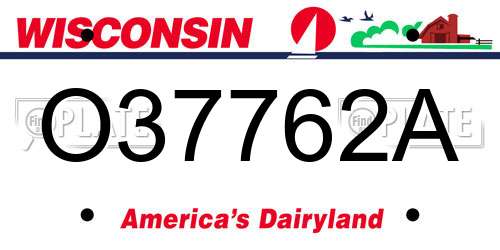 O37762A Wisconsin License Plate