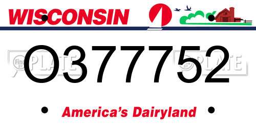 O377752 Wisconsin License Plate
