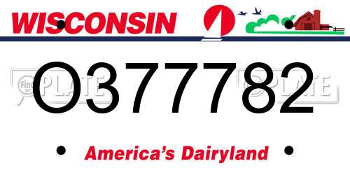 O377782 Wisconsin License Plate